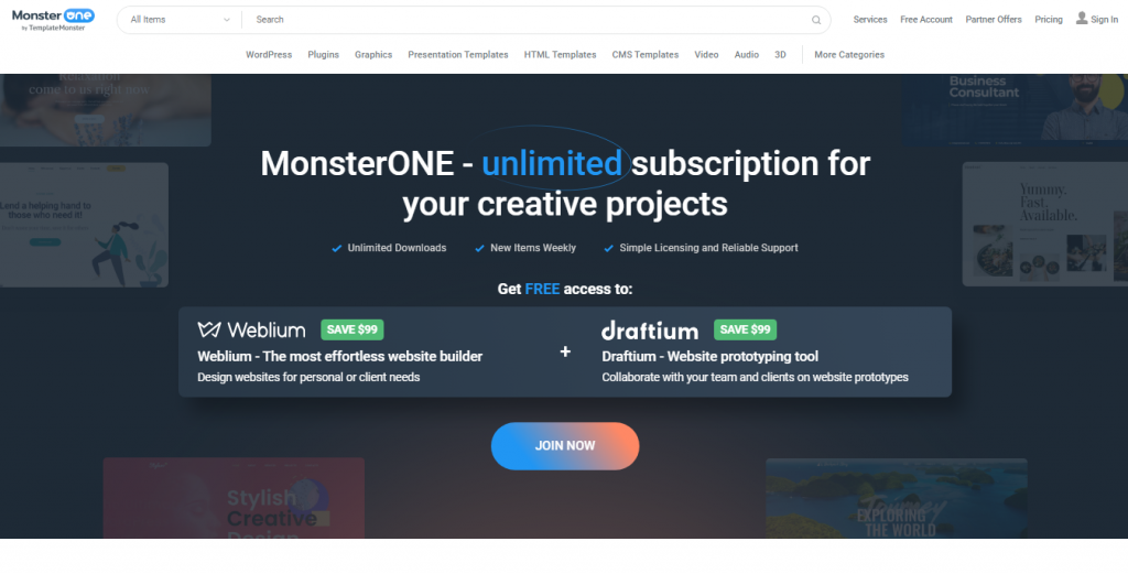 MonsterOne Homepage