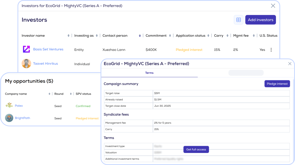 SPV software & Investor Pledging